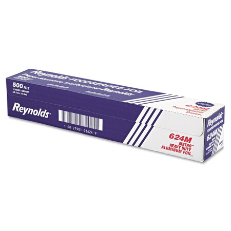 Reynolds Metro Aluminum Foil Roll, Light Gauge, 18" x 500 ft., Silver 624M